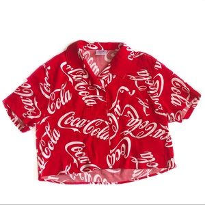 Coca Cola woman’s button up crop top size M